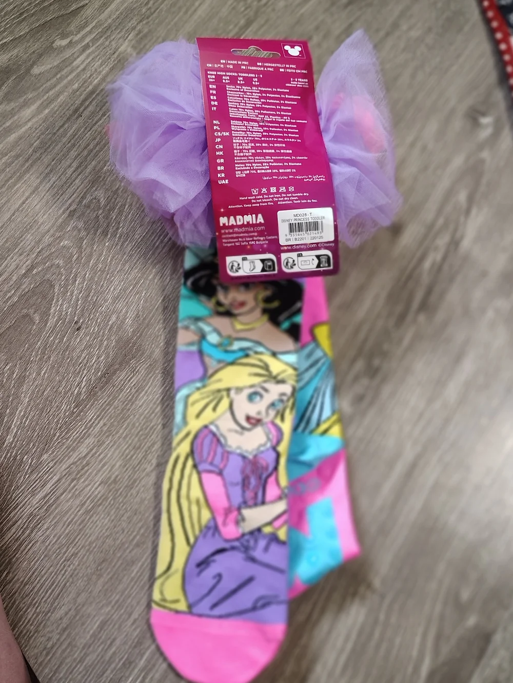 NWT Disney Princess Knee High Socks with Pink & Purple Tulle